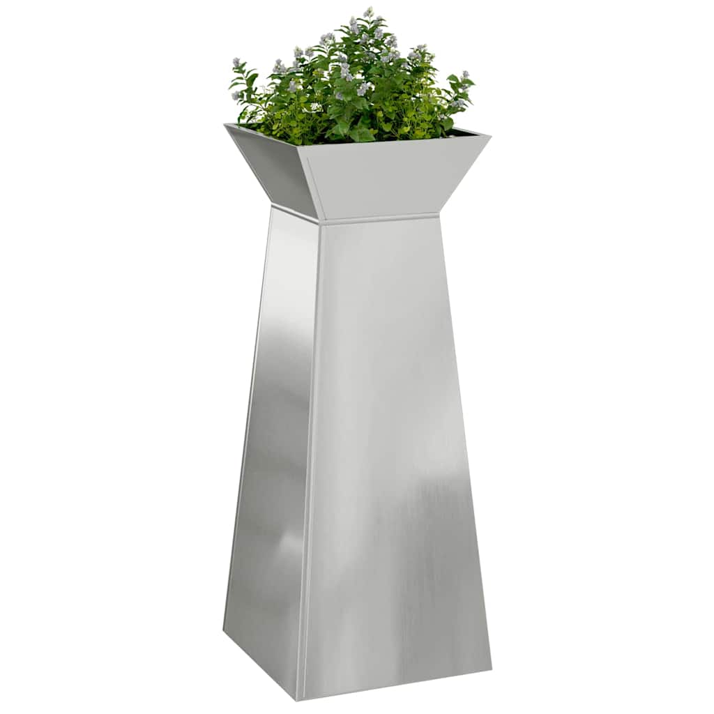 Hagepilar planter med bolle 40x40x100 cm i galvanisert stål