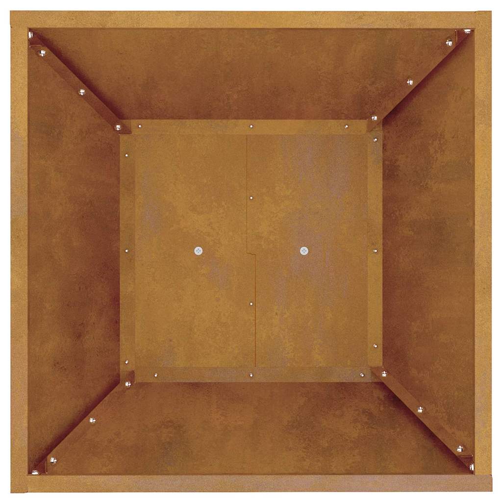 hagepilar plantepotte med bolle, 40x40x100 cm, laget av værbestandig stål.