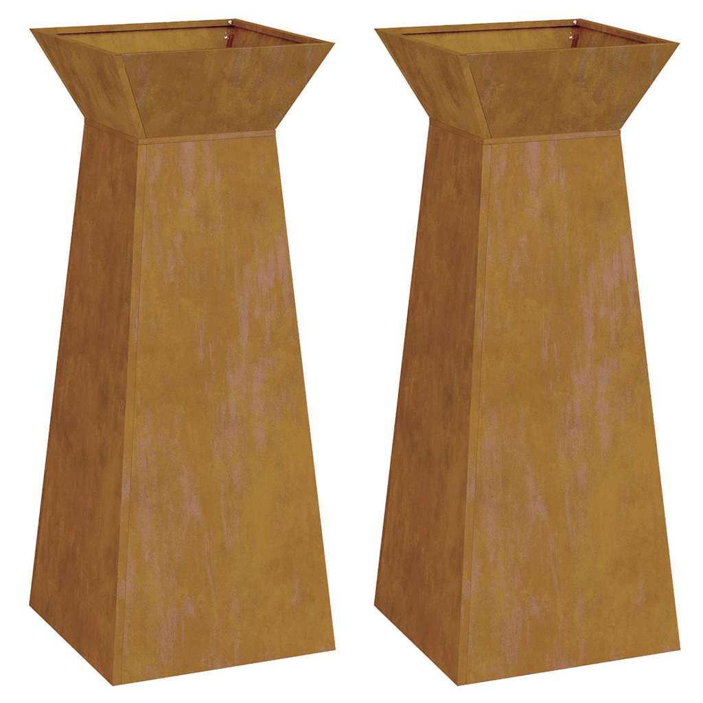 Hagepelar Blomsterpotter 2 stk med Bolle 40x40x100 cm, Værbestandig Stål.
