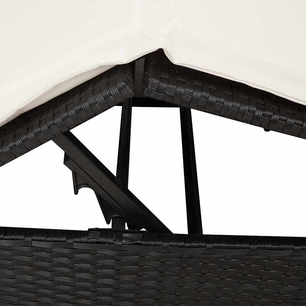 Dobbel solseng med tak og gardiner Svart 203 x 128 x 202 cm