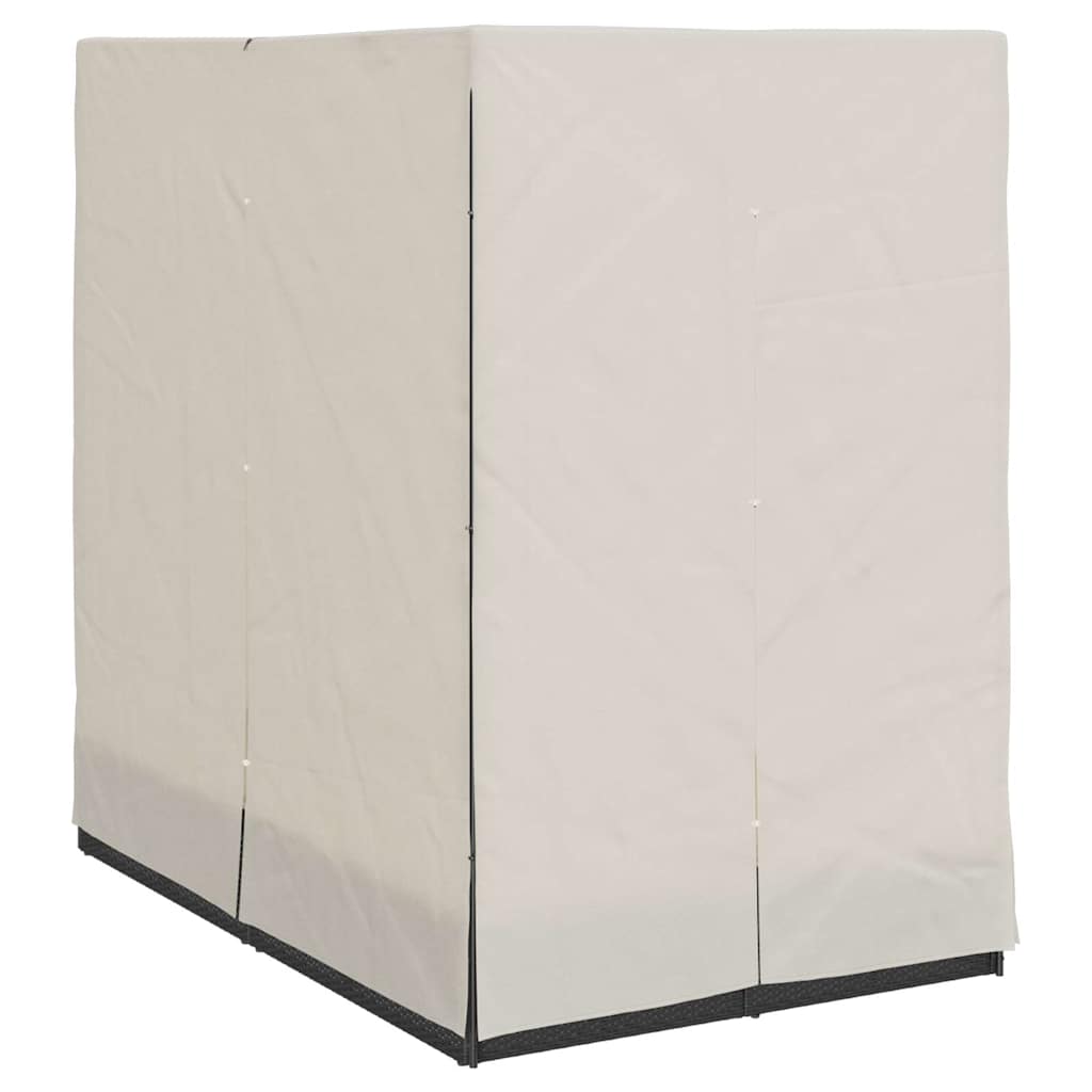 Dobbel solseng med tak og gardiner Svart 203 x 128 x 202 cm