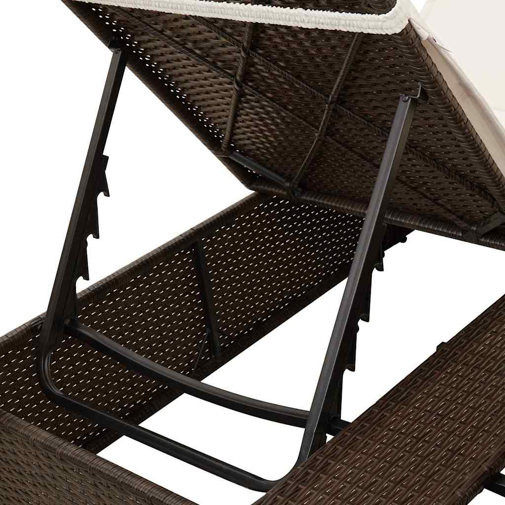 Dobbel solseng med tak og gardiner Brun 203 x 128 x 202 cm