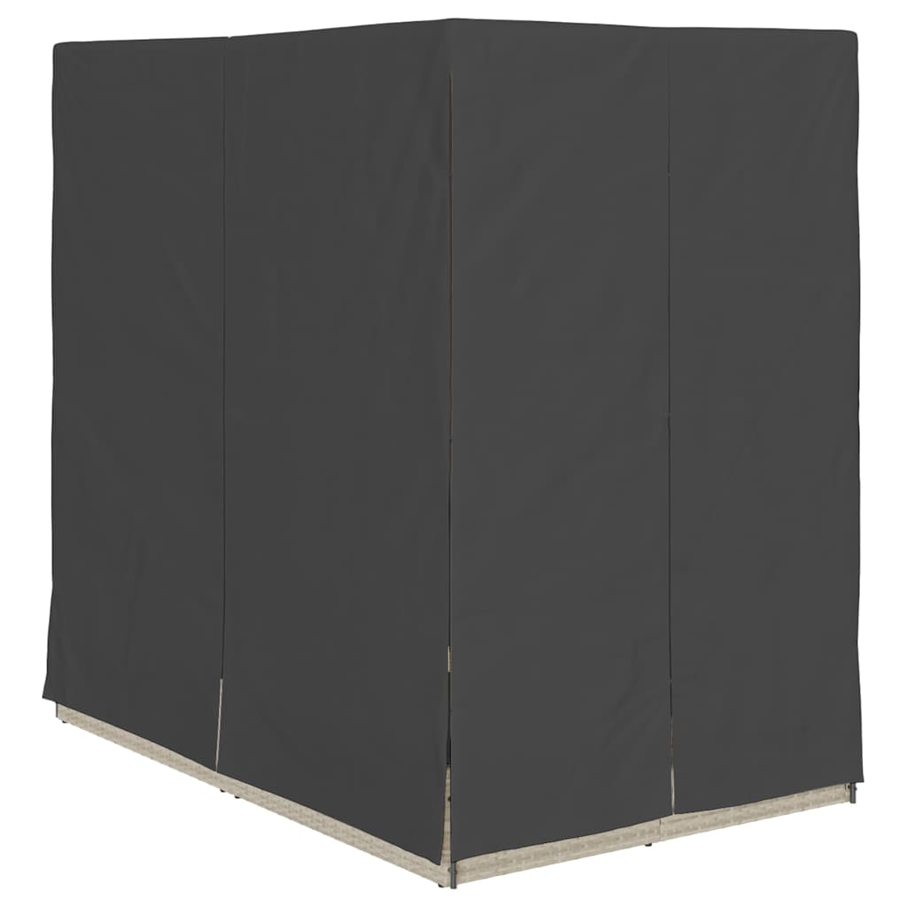 Dobbel solseng med tak og gardiner Lysegrå 203 x 128 x 202 cm