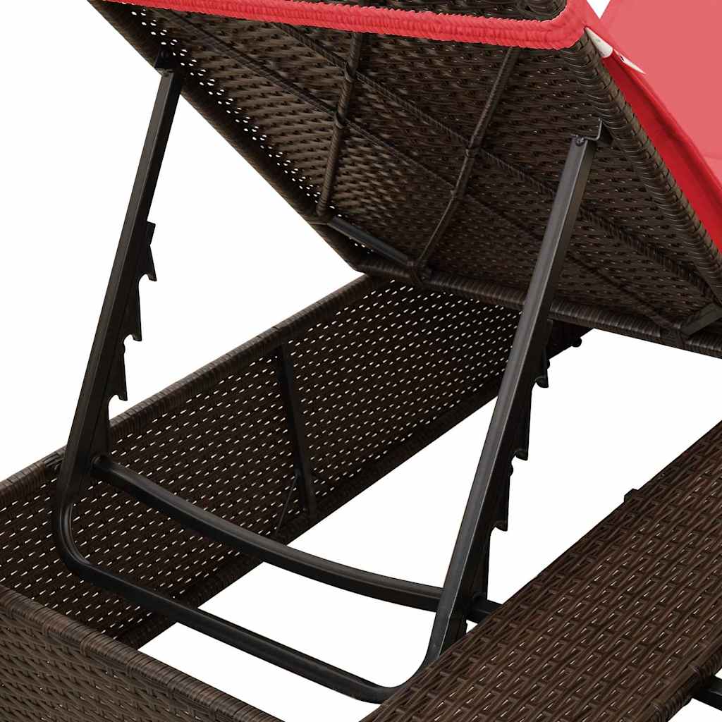 Dobbel solstol med gardiner Justerbar Brun Stor Rattan og Polyester