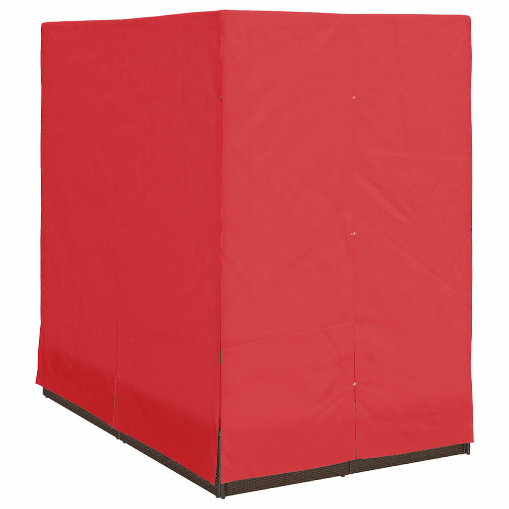 Dobbel solstol med gardiner Justerbar Brun Stor Rattan og Polyester