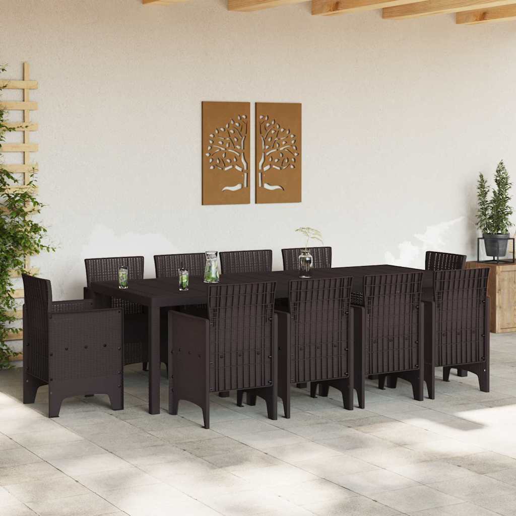 Hage Spisegruppe 11 pcs Brun Polt rattan