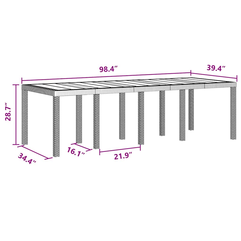 Hage Spisegruppe 11 pcs Brun Polt rattan