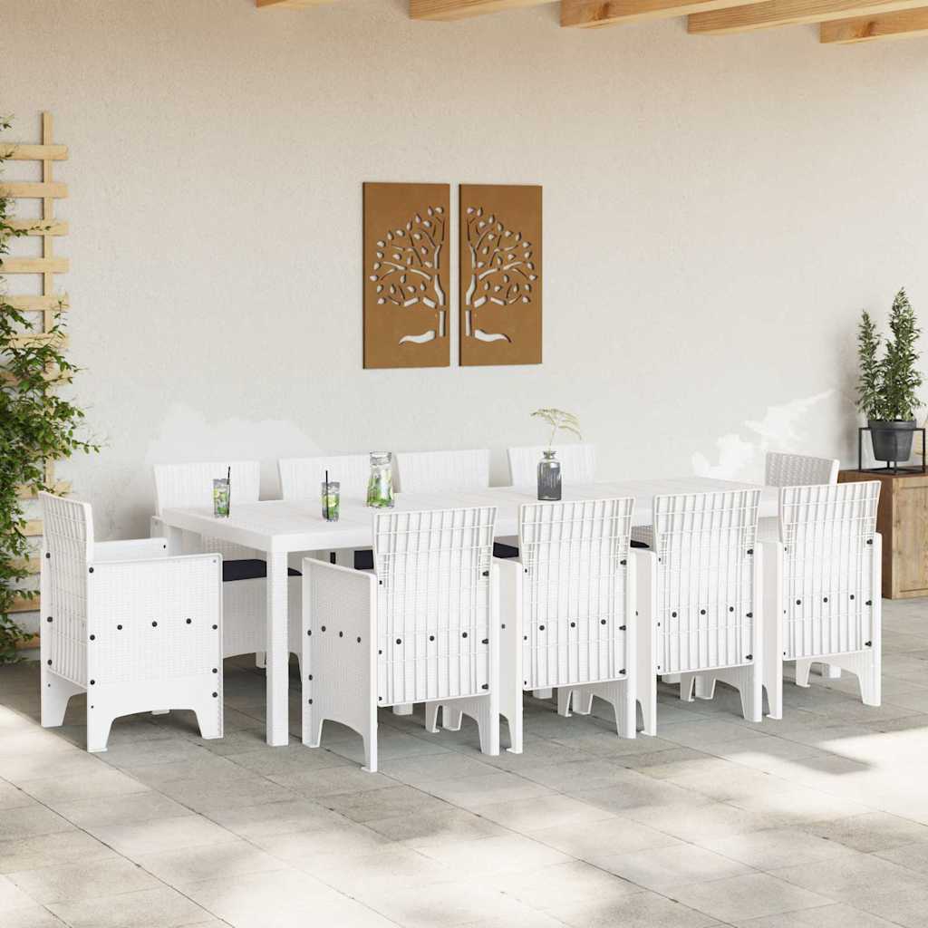 Hage Spisegruppe 11 pcs Hvit Polt rattan