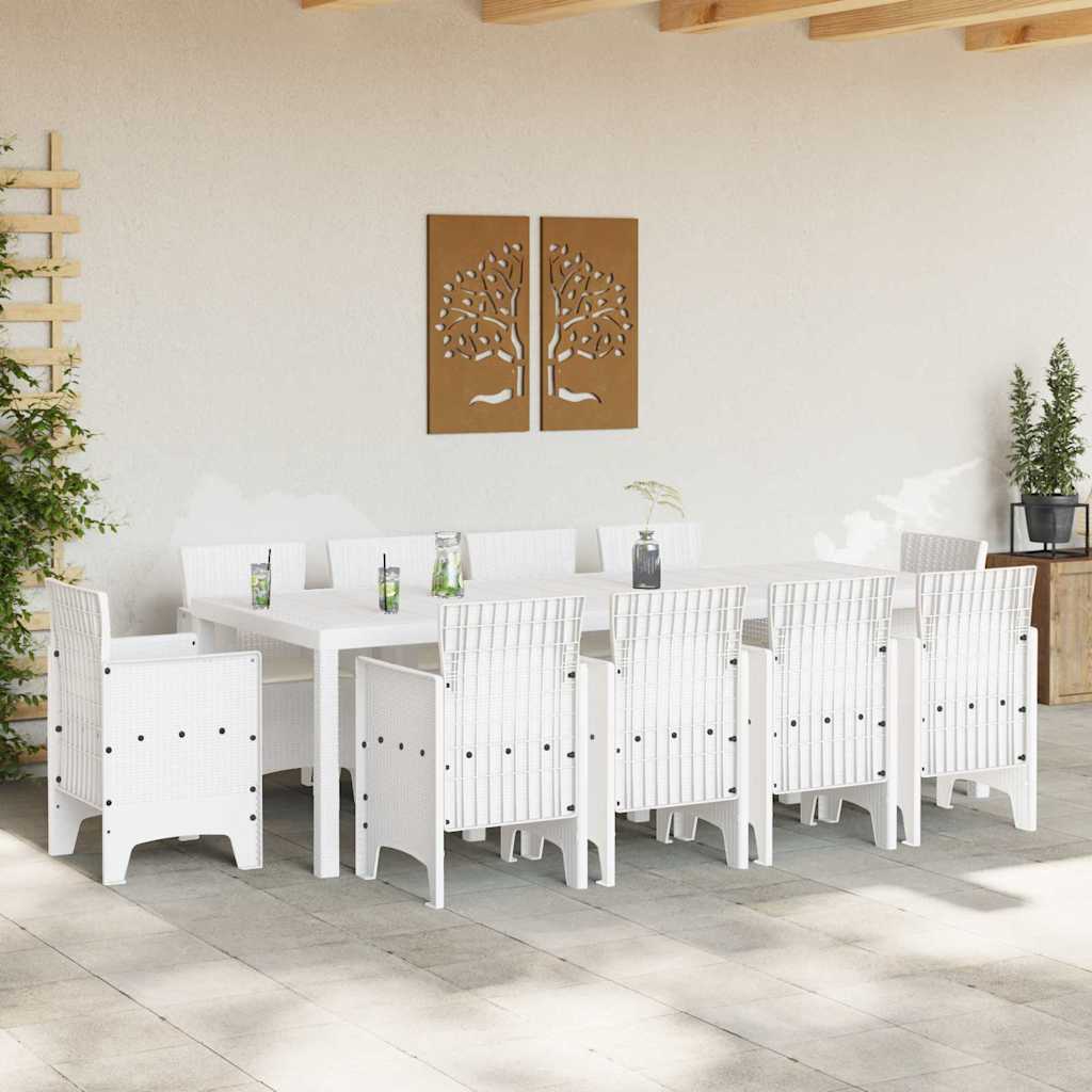 Hage Spisegruppe 11 pcs Hvit Polt rattan