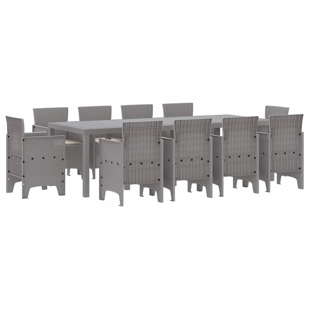 Hage Spisegruppe 11 pcs Lysegrå Polt rattan