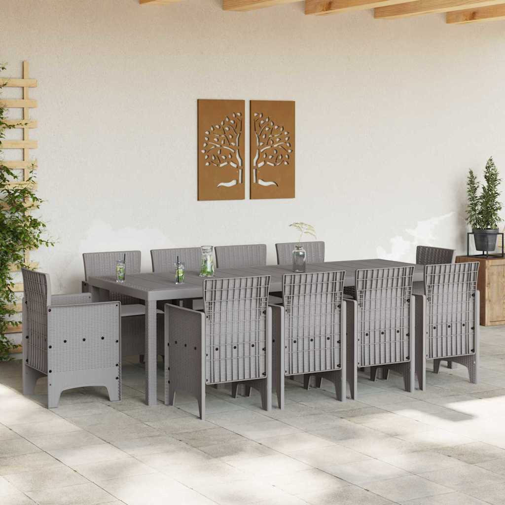 Hage Spisegruppe 11 pcs Lysegrå Polt rattan
