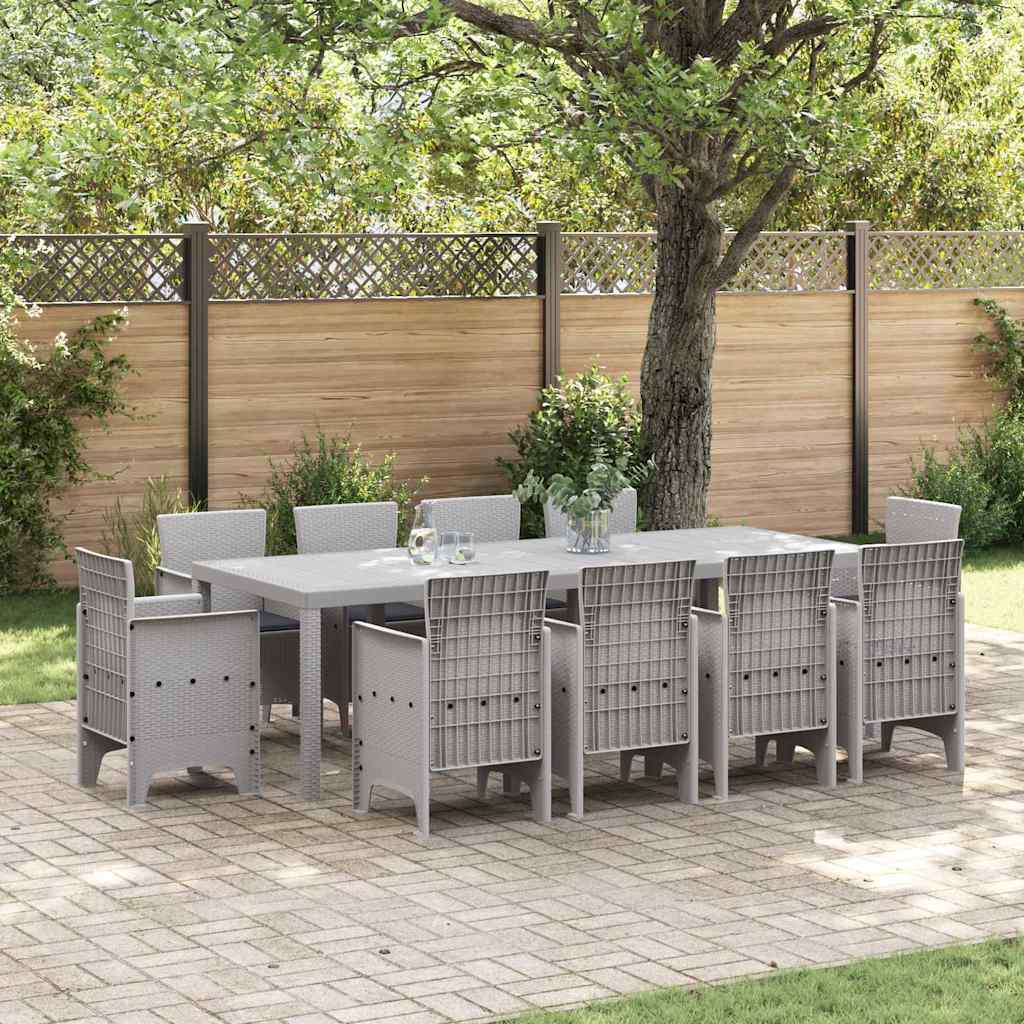 Hage Spisegruppe 11 pcs Lysegrå Polt rattan
