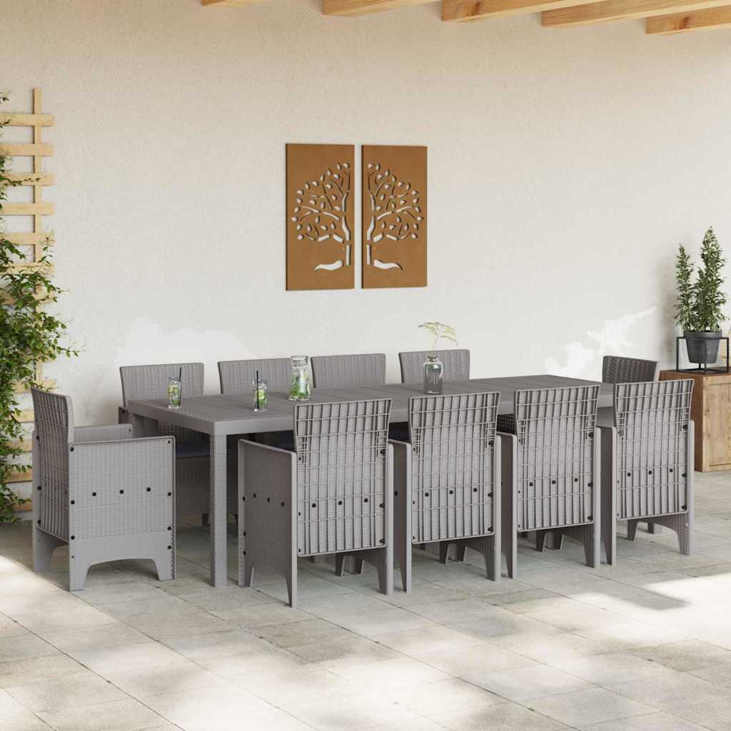 Hage Spisegruppe 11 pcs Lysegrå Polt rattan