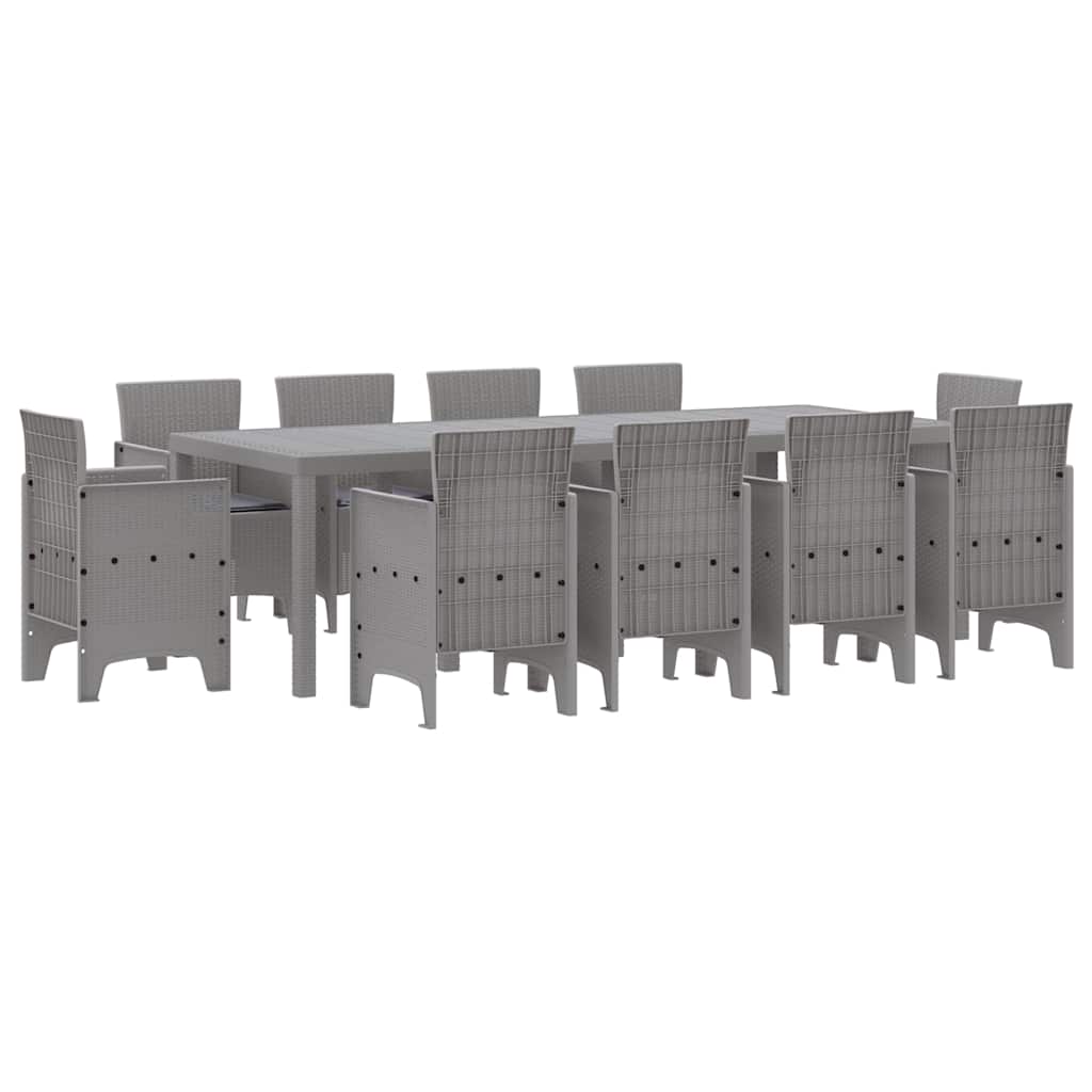 Hage Spisegruppe 11 pcs Lysegrå Polt rattan