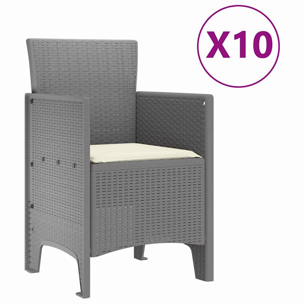 Hage Spisegruppe 11 pcs Lysegrå Polt rattan