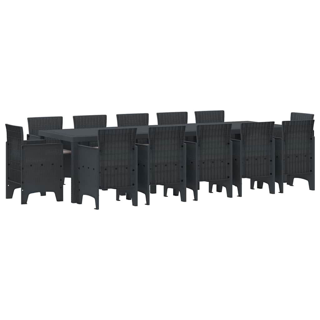 Hage Spisestue Set med Puter 13 pcs Antrasitt Syntetisk rotting