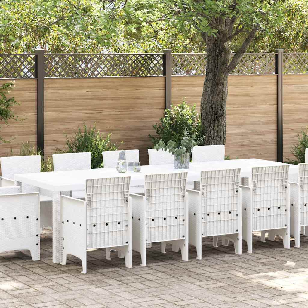Hage Spisegruppe 13 pcs Hvit Poly rattan
