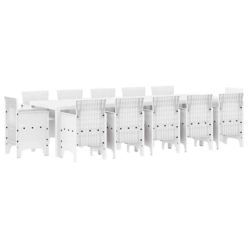 Hage Spisegruppe 13 pcs Hvit Poly rattan
