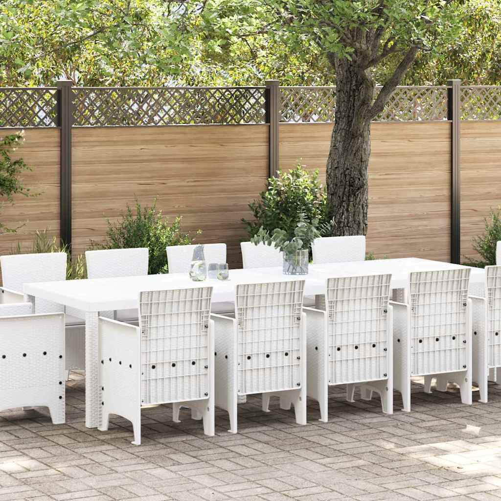 Hage Spisegruppe 13 pcs Hvit og lys grå Poly rattan og stål