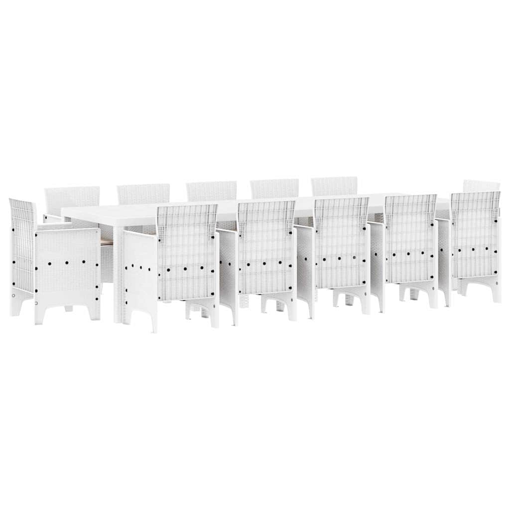 Hage Spisegruppe 13 pcs Hvit og lys grå Poly rattan og stål