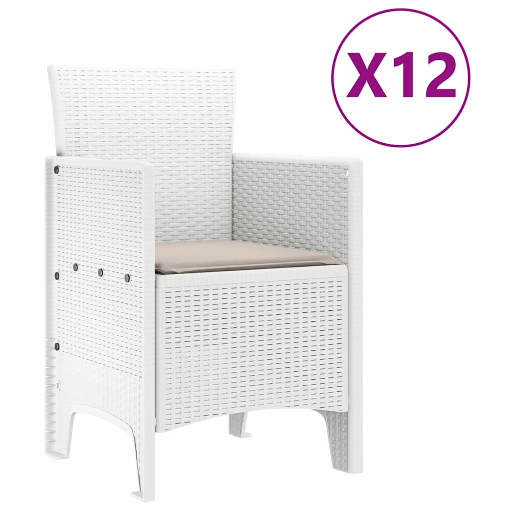 Hage Spisegruppe 13 pcs Hvit og lys grå Poly rattan og stål