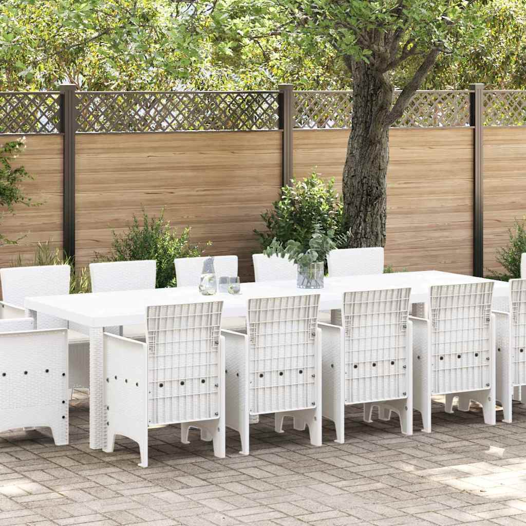 Hage Spisegruppe med pute 13 pcs Hvit Poly rattan og Bomull