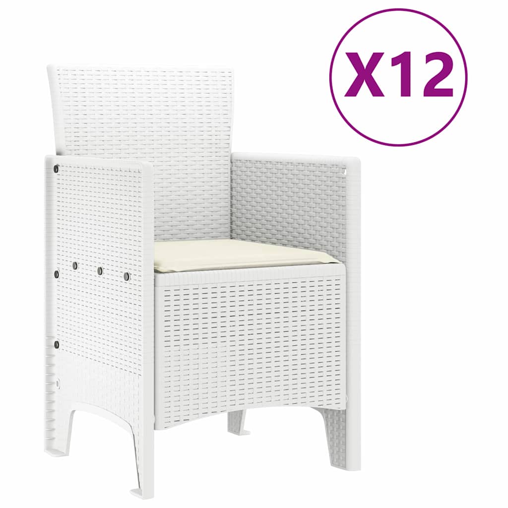 Hage Spisegruppe med pute 13 pcs Hvit Poly rattan og Bomull