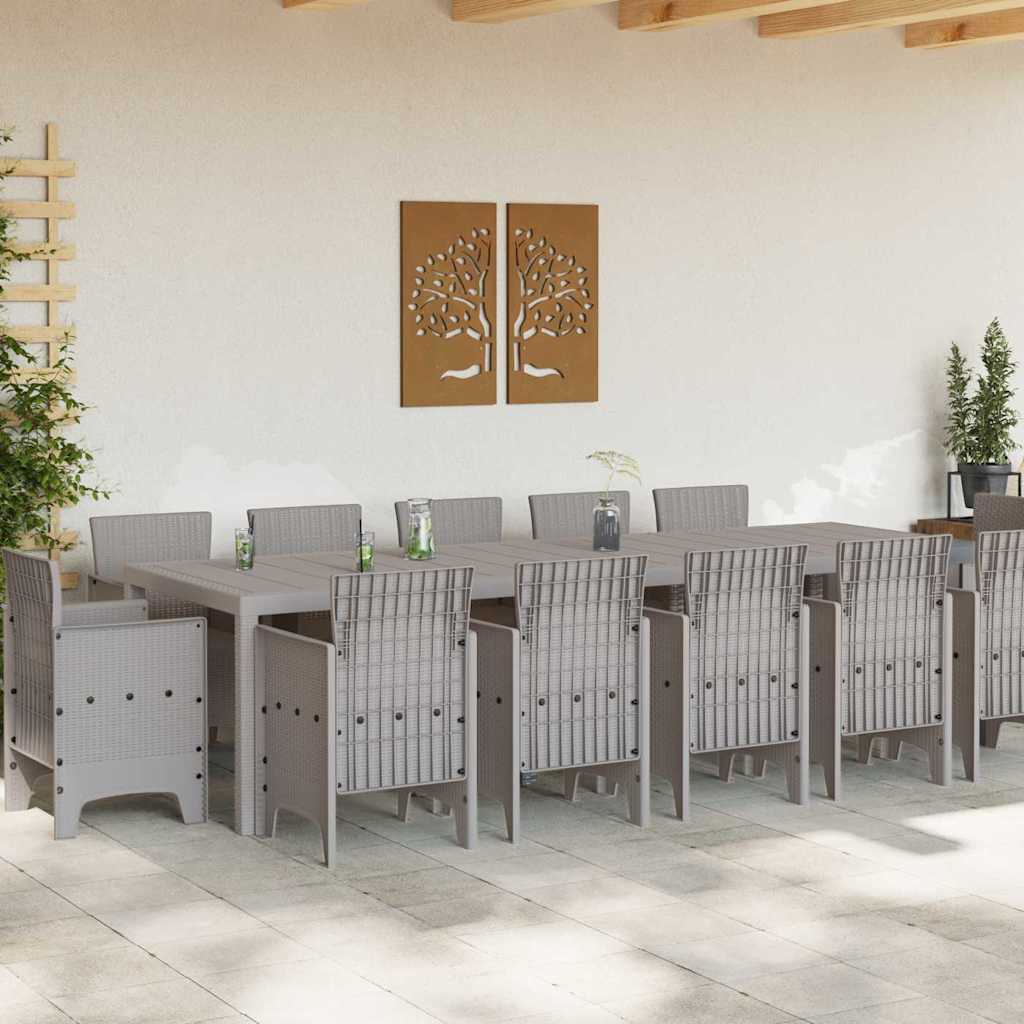 Hage Spisegruppe 13 pcs Lysegrå Poly rattan