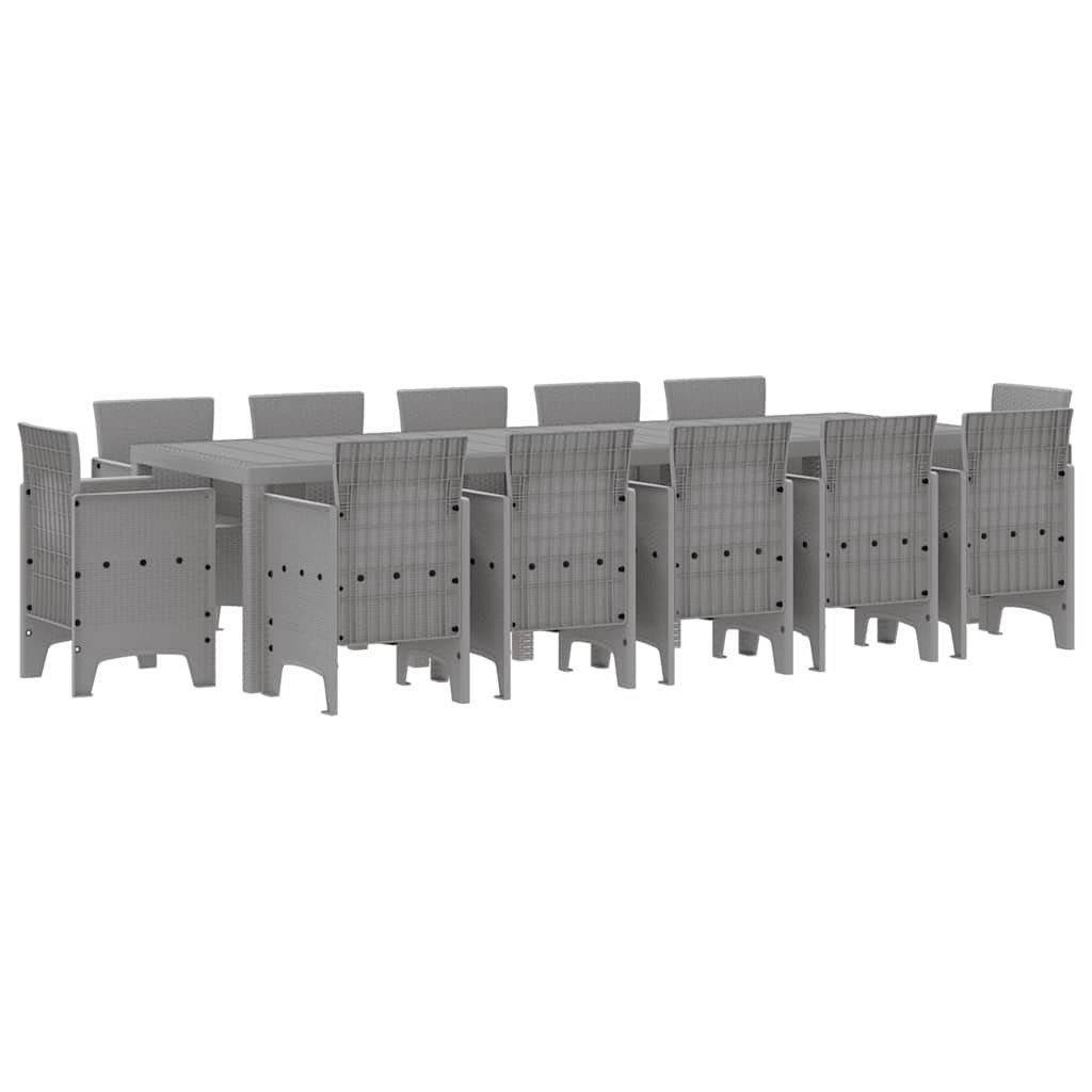 Hage Spisegruppe 13 pcs Lysegrå Poly rattan