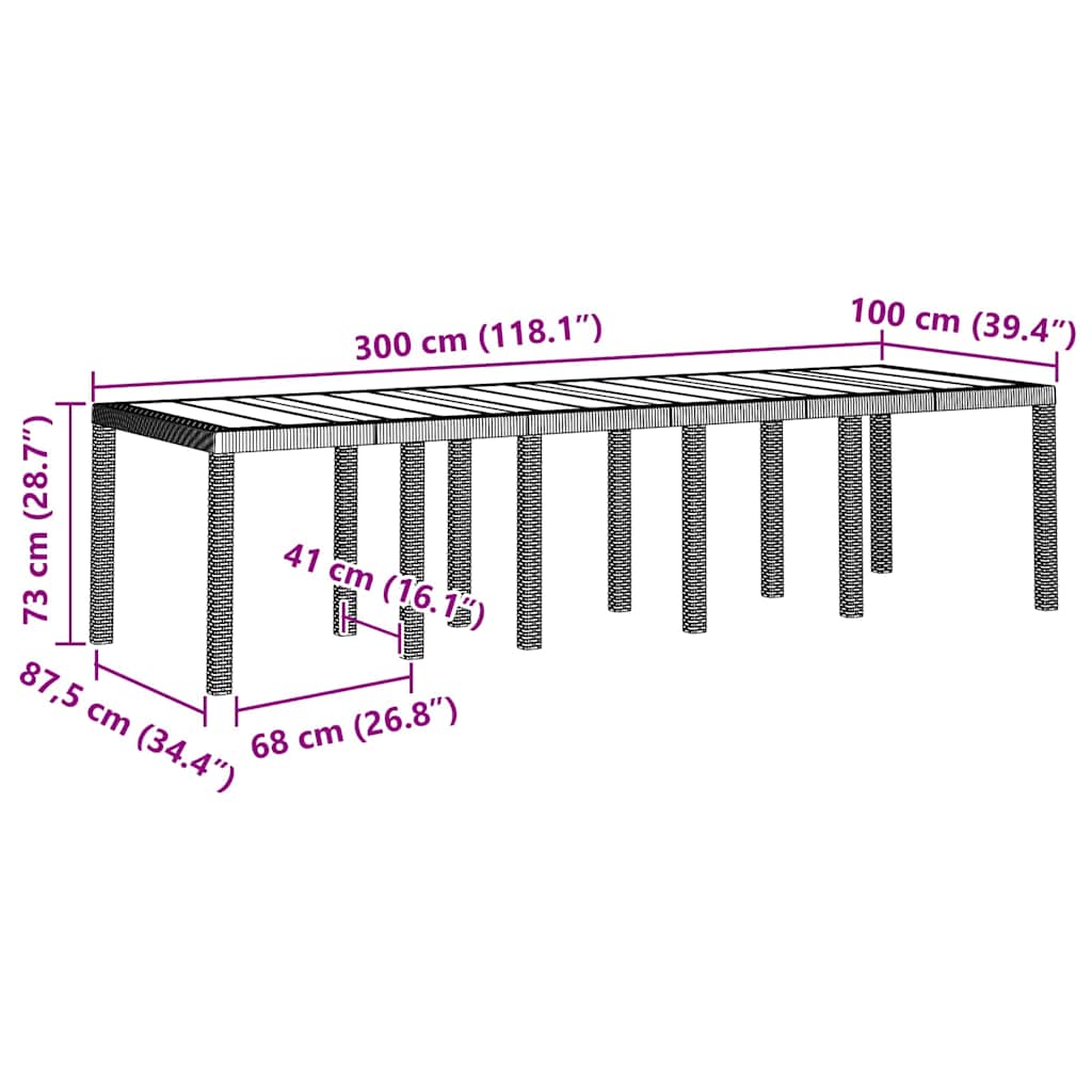 Hage Spisegruppe 13 pcs Lysegrå Poly rattan