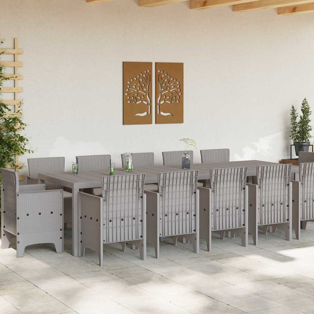 Hage Spisegruppe med pute 13 pcs Lysegrå Poly rattan