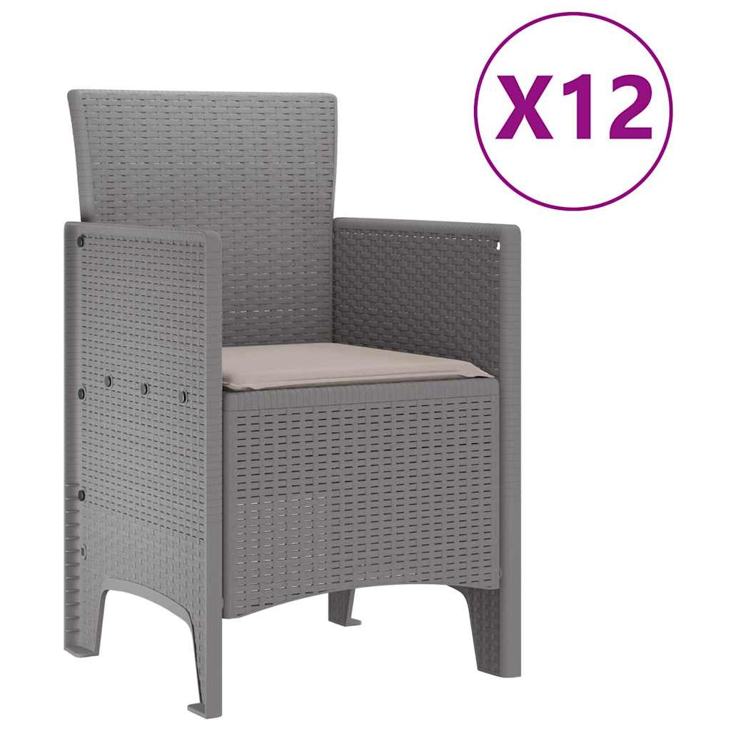 Hage Spisegruppe med pute 13 pcs Lysegrå Poly rattan
