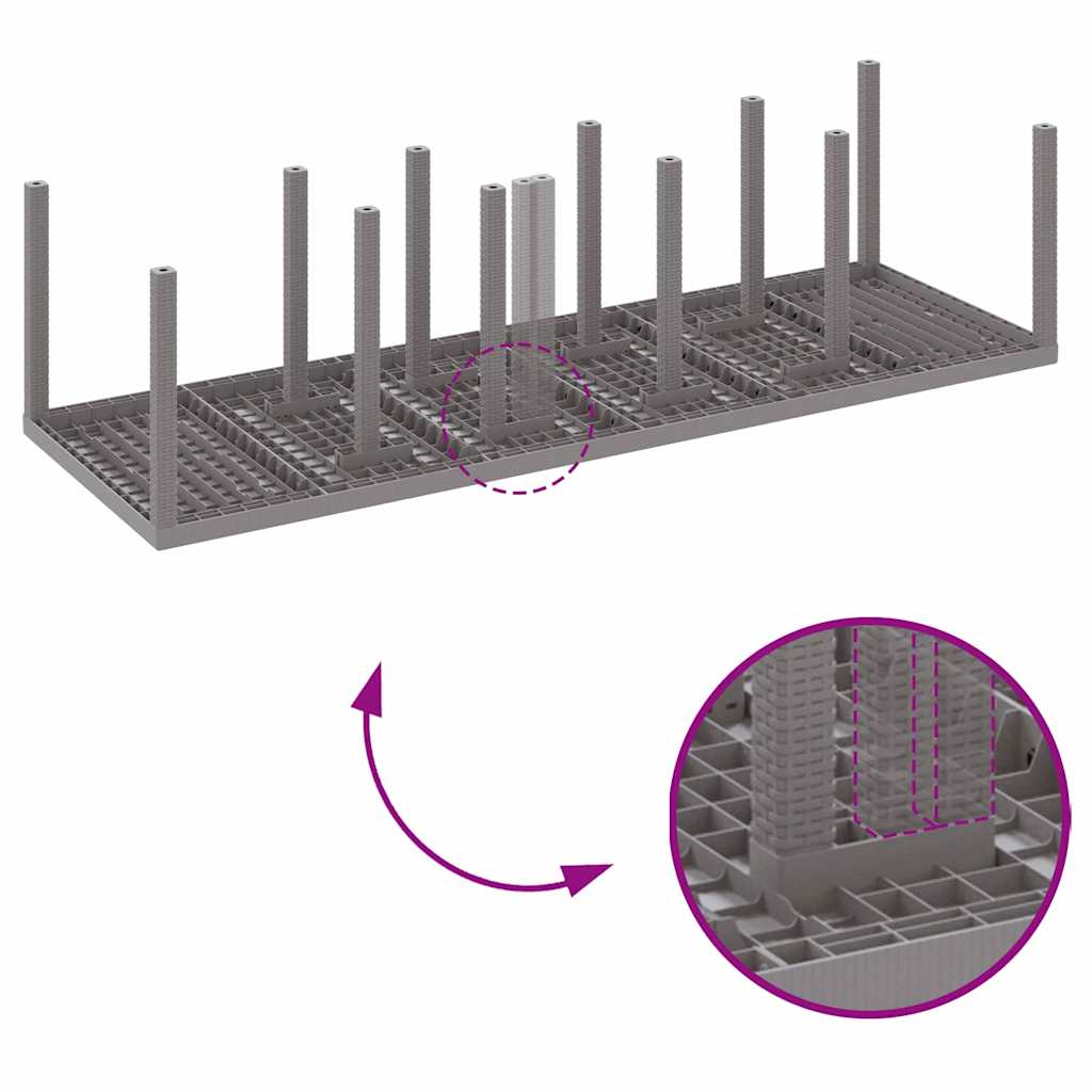Hage Spisegruppe med pute 13 pcs Lysegrå Poly rattan