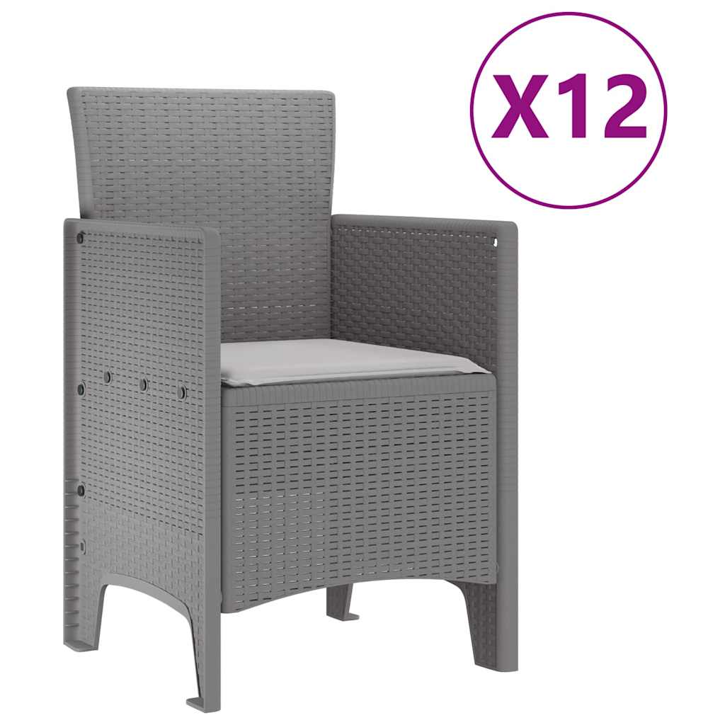 Hage Spisegruppe med pute 13 pcs Lysegrå Poly rattan
