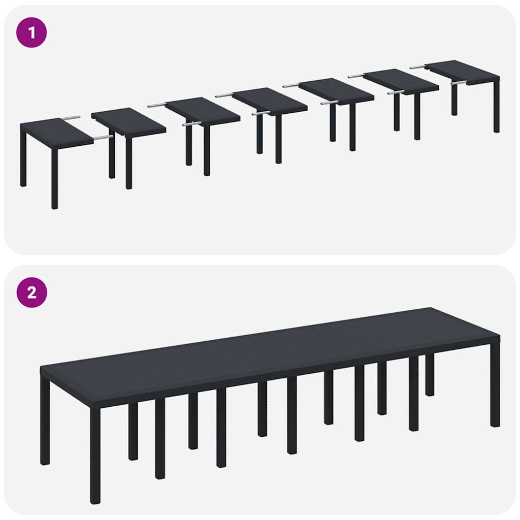 Hage Spisegruppe 15 pcs Antrasitt Polt rattan