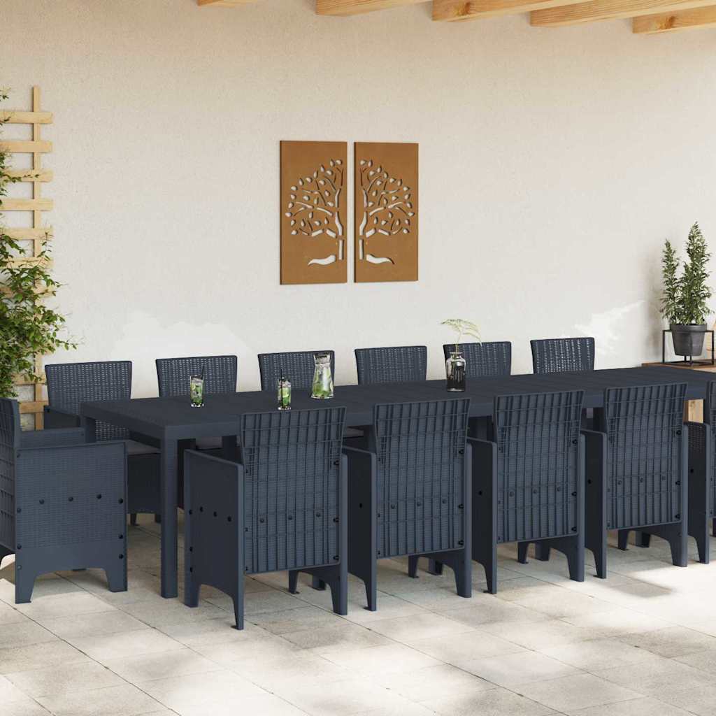 Hage Spisegruppe 15 pcs Antrasitt Polt rattan
