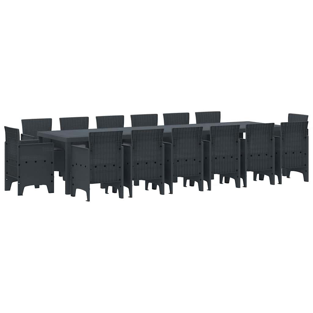 Hage Spisegruppe 15 pcs Antrasitt Polt rattan