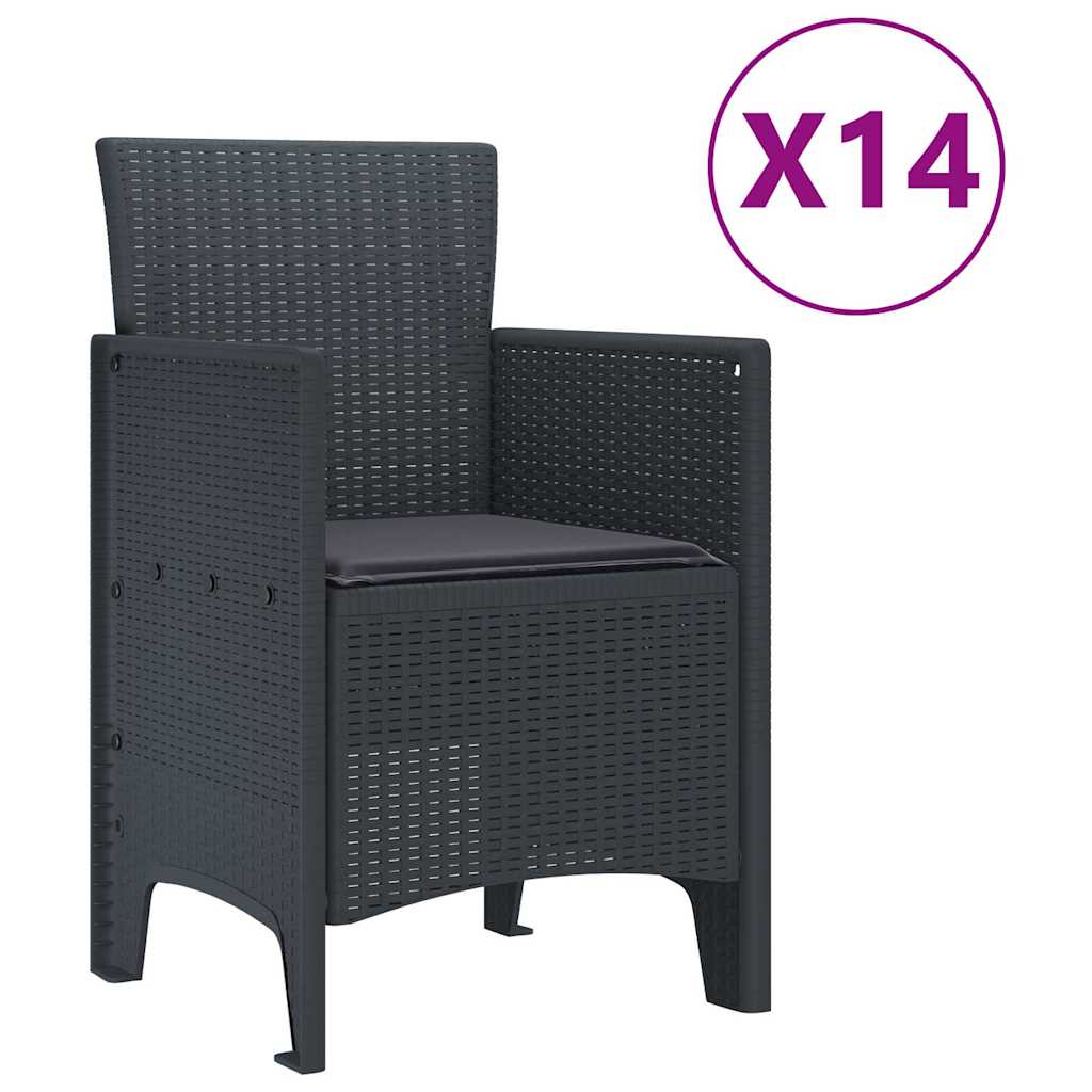 Hage Spisegruppe 15 pcs Antrasitt Polt rattan