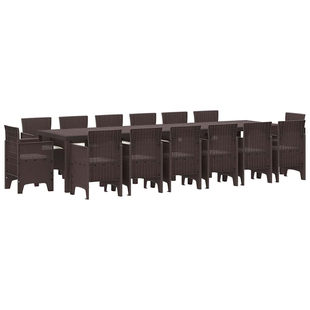 Hage Spisegruppe 15 pcs Brun Polt rattan