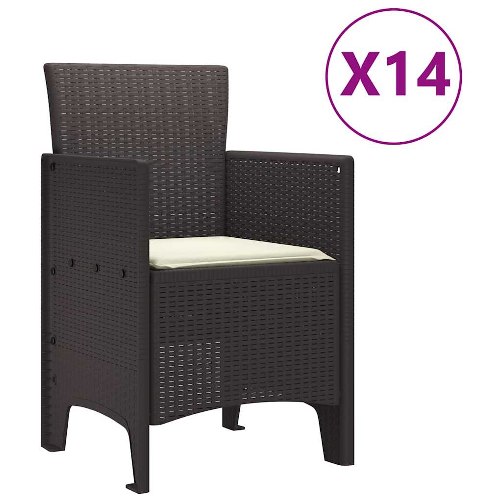Hage Spisegruppe 15 pcs Brun Polt rattan