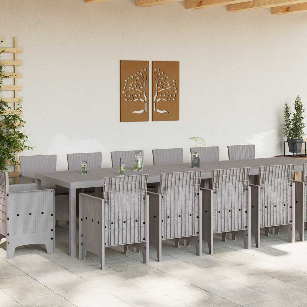 Hage Spisegruppe 15 pcs Lysegrå Polt rattan