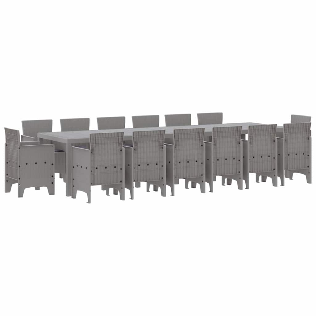 Hage Spisegruppe 15 pcs Lysegrå Polt rattan