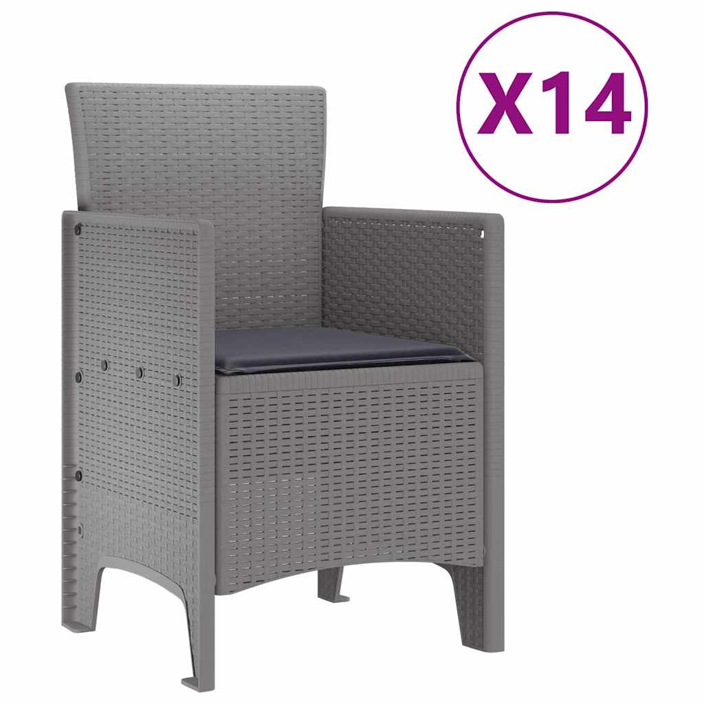 Hage Spisegruppe 15 pcs Lysegrå Polt rattan