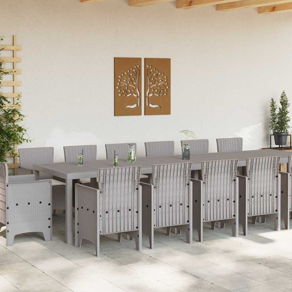 Hage Spisegruppe 15 pcs Lysegrå Polt rattan