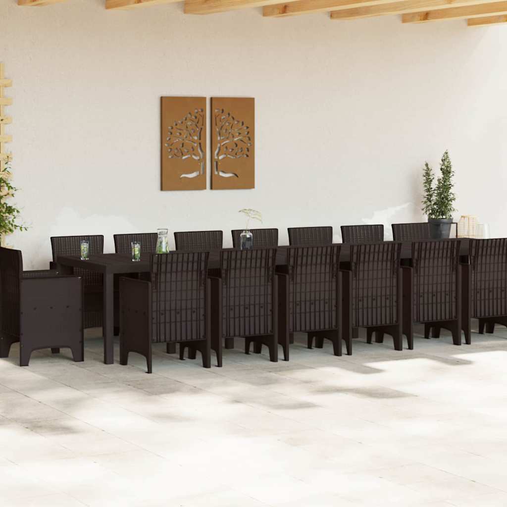 Hage Spisegruppe 17 pcs Brun Polt rattan