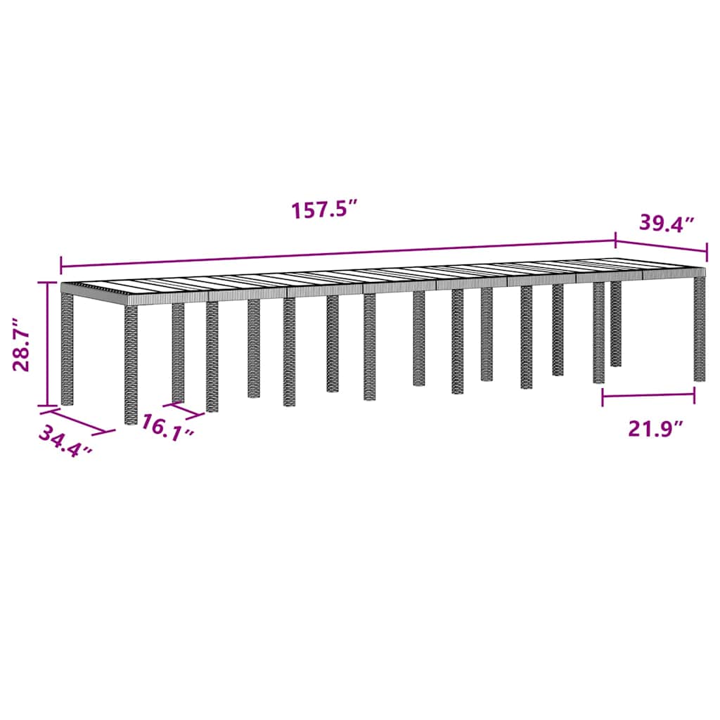 Hage Spisegruppe 17 pcs Brun Polt rattan