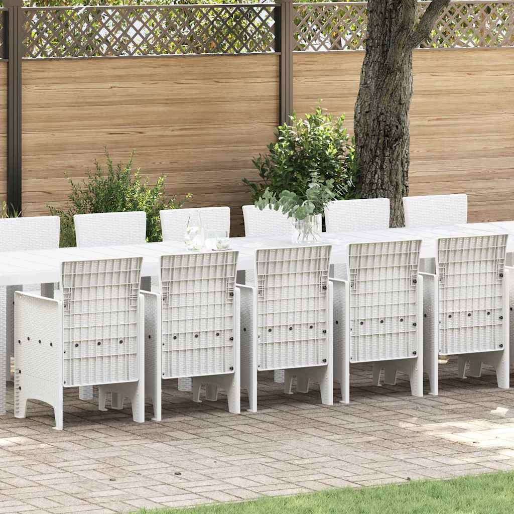 Hage Spisegruppe 17 pcs Hvit Polt rattan