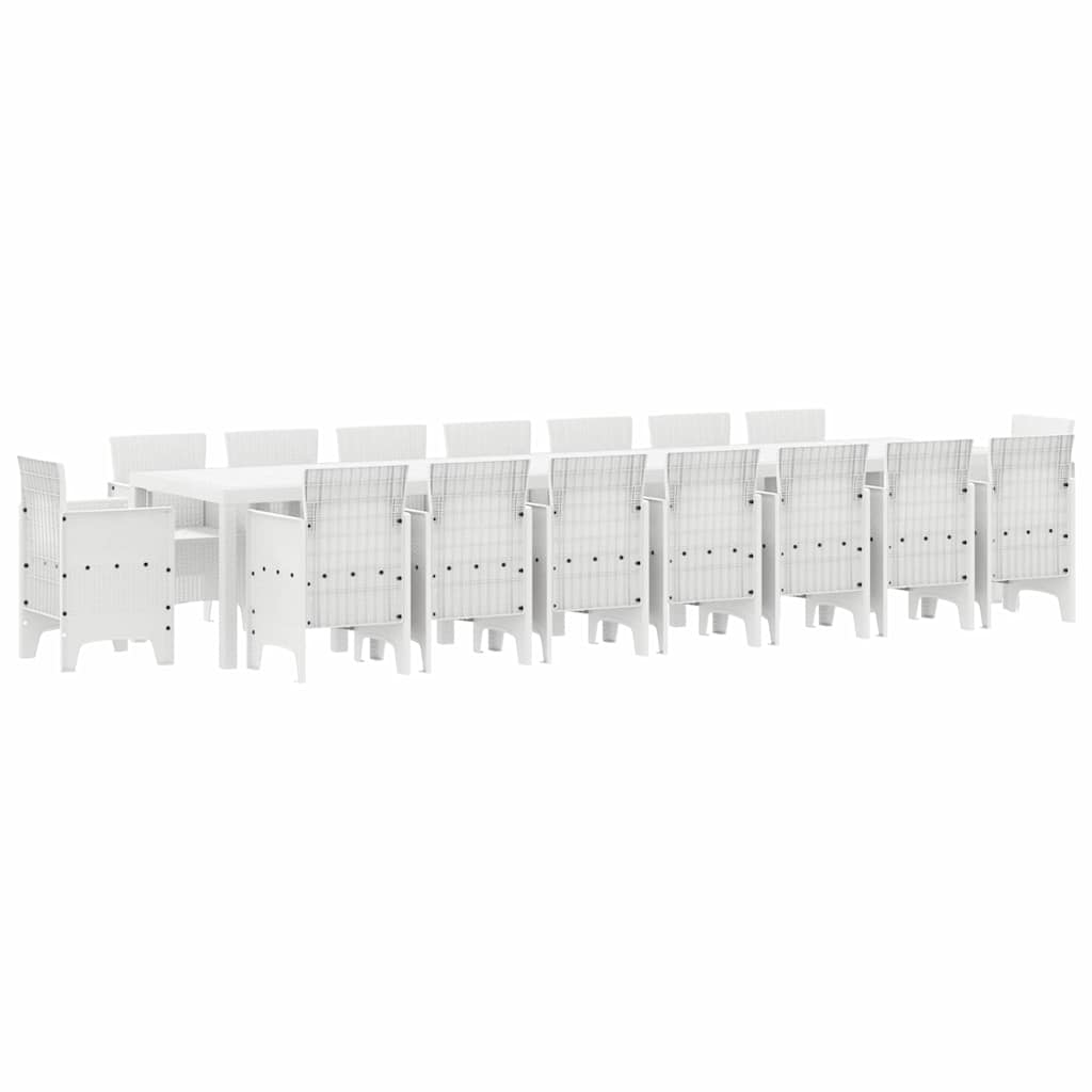 Hage Spisegruppe 17 pcs Hvit Polt rattan