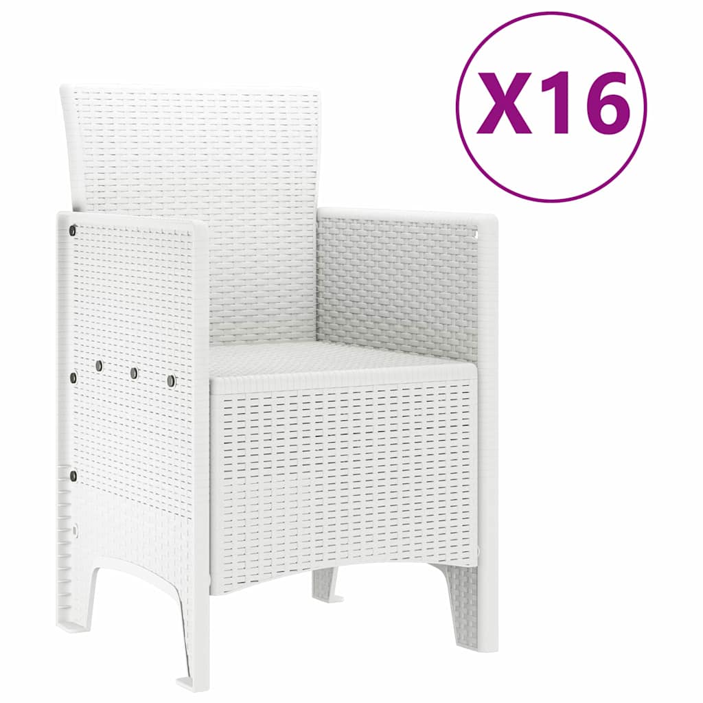 Hage Spisegruppe 17 pcs Hvit Polt rattan