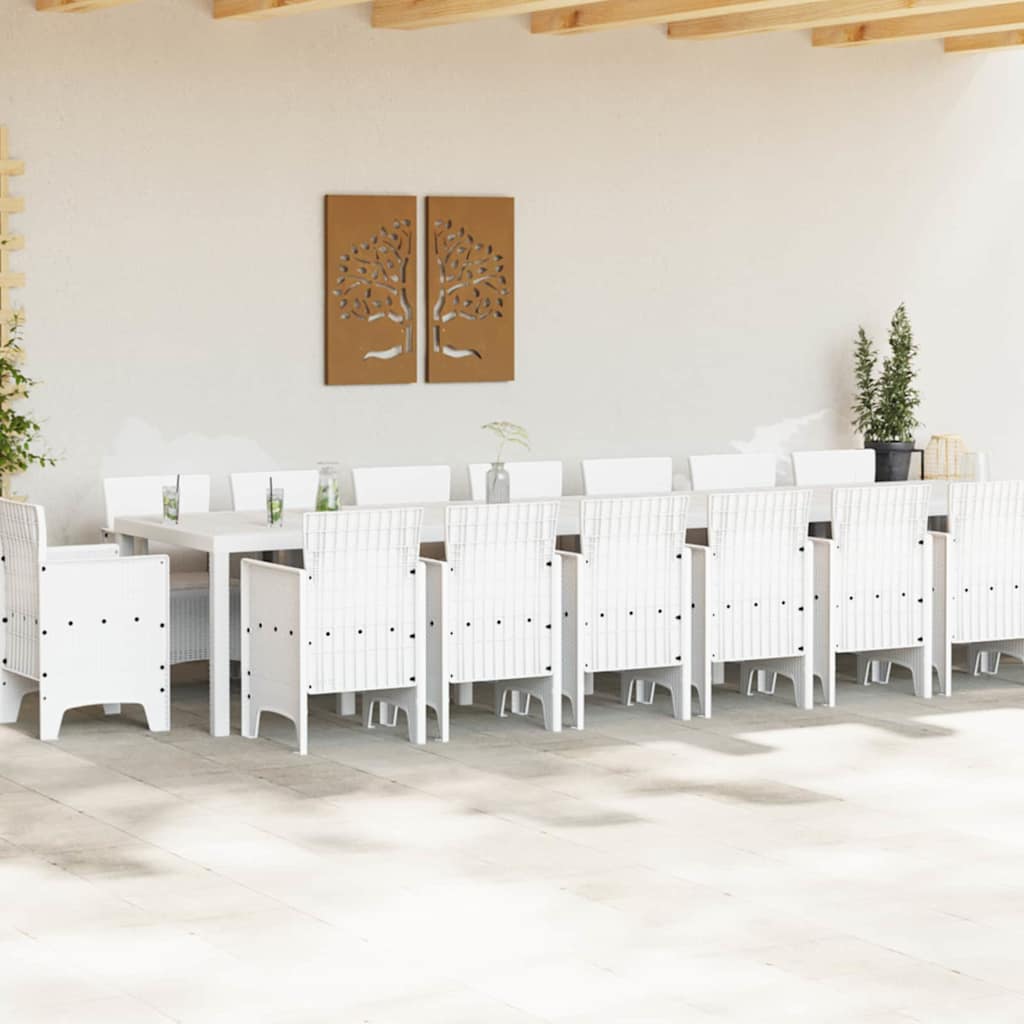 Hage Spisegruppe 17 pcs Hvit Polt rattan